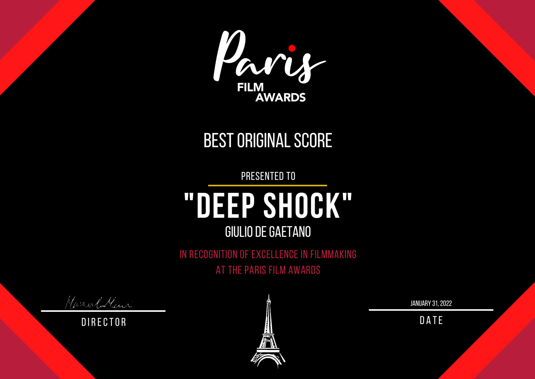 Best Original Score Paris Film Festival 2022