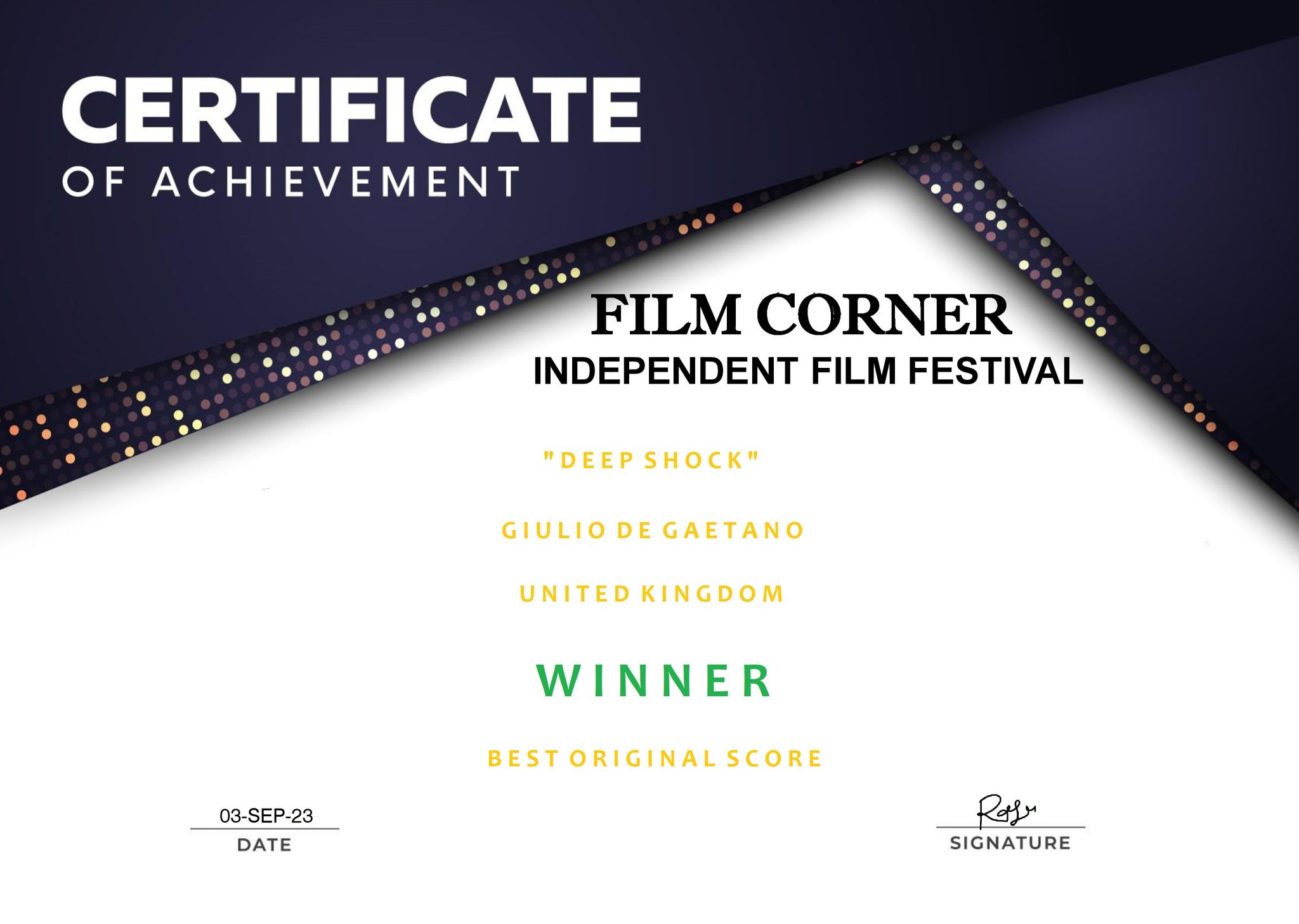 Film Corner Independent Festival 2023 - best original Score